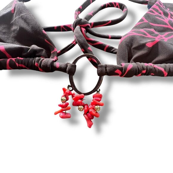Victoria’s Secret Pink Coral Reef Triangle Beaded Bikini Top - Picture 2 of 6